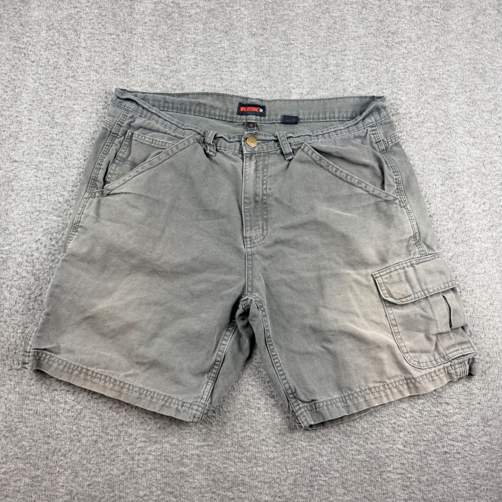 Wolverine Men's Size 34 Gray Cotton Canvas Cargo Work Shorts